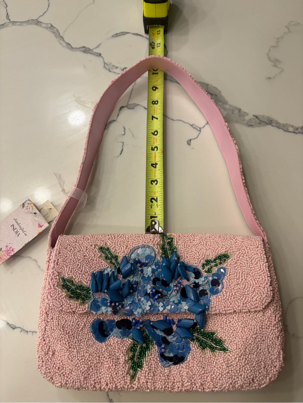 NWT: *Viral* Pink Hydrangea Beaded Bag 🌸From India to You🌸 - Picture 9 of 9